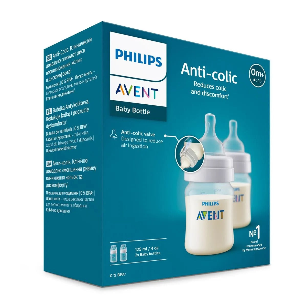 Philips Avent - Anti-Colic Baby Bottle 125ml | Pack of 2 | 1m+