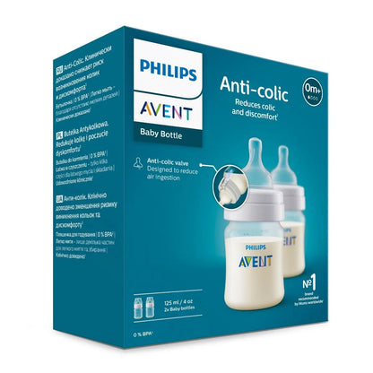 Philips Avent - Anti-Colic Baby Bottle 125ml | Pack of 2 | 1m+