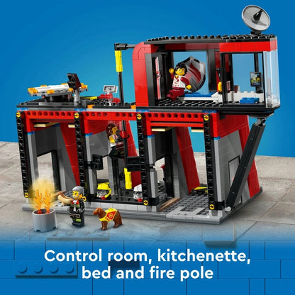 Lego - Fire Station with Fire Truck | 843 Pcs | 6Y+