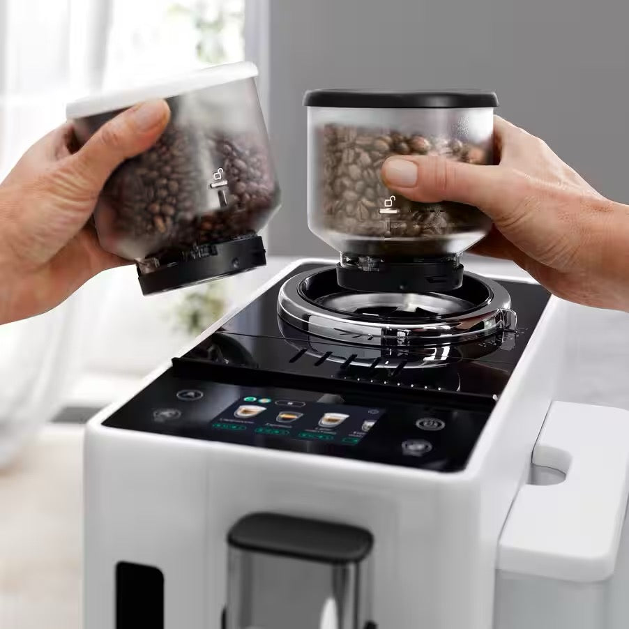 De'Longhi - Rivelia Automatic | Compact Bean to Cup Coffee Machine | Arctic White De'Longhi - Rivelia Automatic | Compact Bean to Cup Coffee Machine | Arctic White