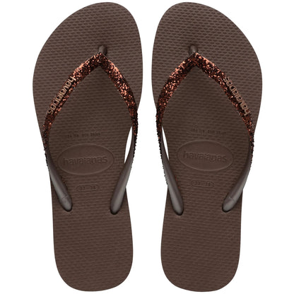 Havaianas - Slim Glitter Flip Flops | Dark Brown