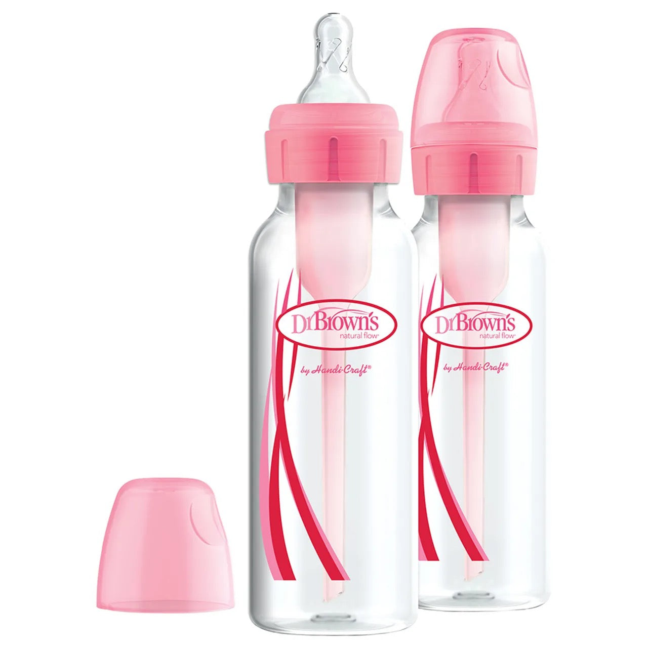 Dr. Brown's - Narrow-Neck Natural Flow Anti-Colic Options + Bottle | 250ml | Level 1 Nipple | Pink | Double Pack