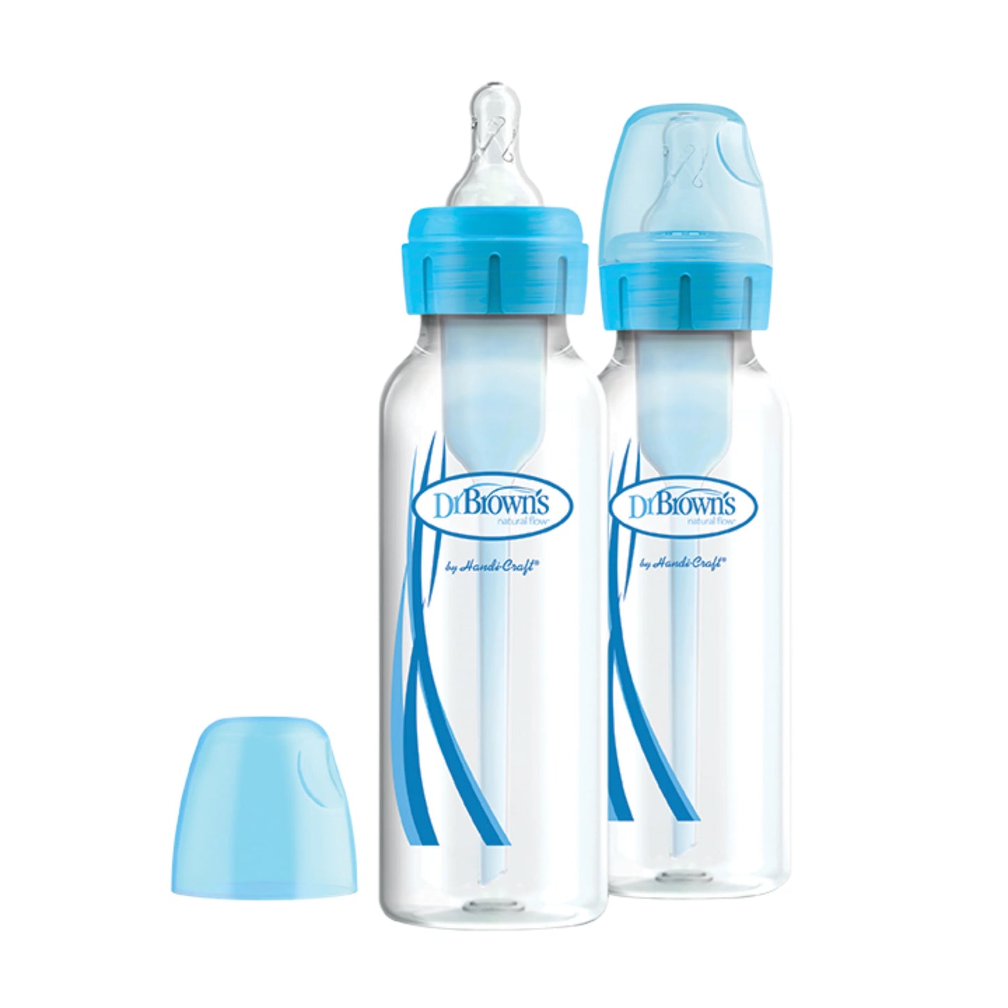 Dr. Brown's - Narrow-Neck Natural Flow Anti-Colic Options + Bottle | 250ml | Level 1 Nipple | Blue | Double Pack