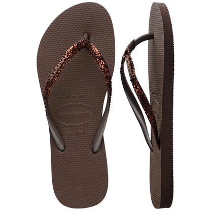 Havaianas - Slim Glitter Flip Flops | Dark Brown