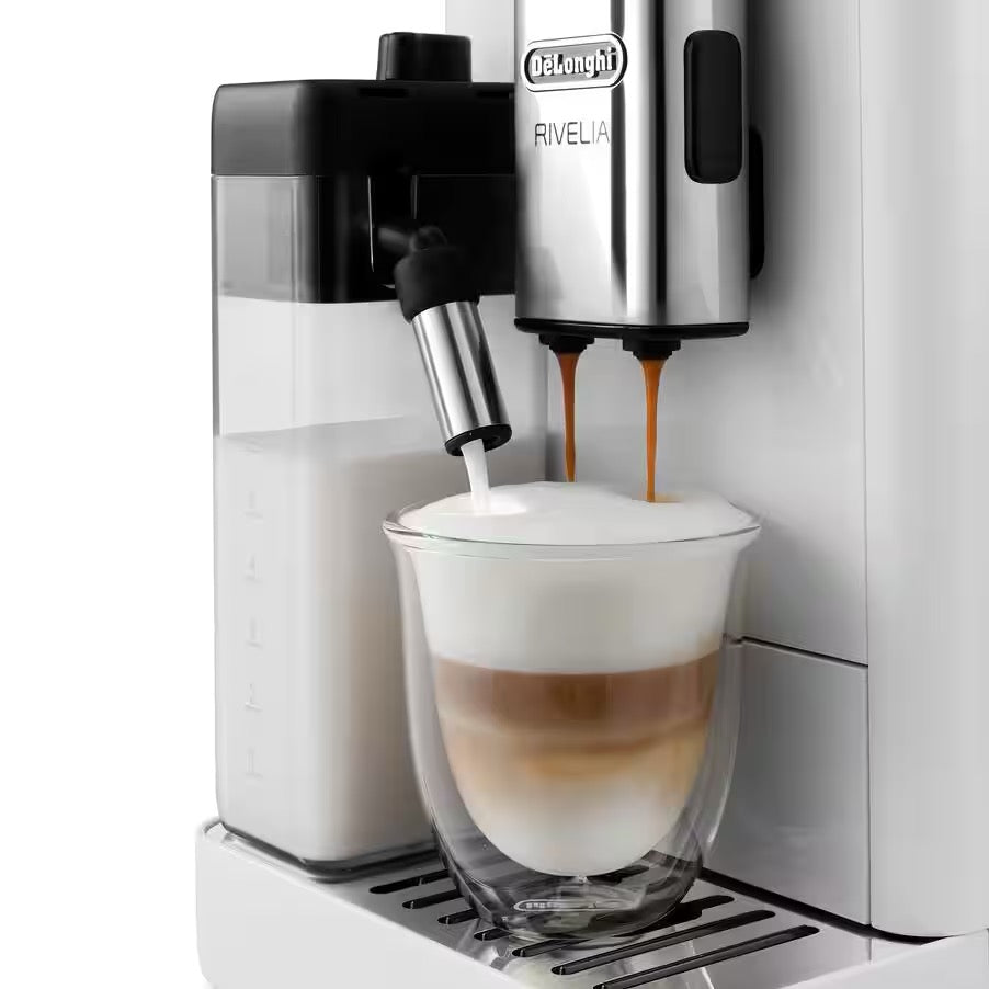 De'Longhi - Rivelia Automatic | Compact Bean to Cup Coffee Machine | Arctic White De'Longhi - Rivelia Automatic | Compact Bean to Cup Coffee Machine | Arctic White