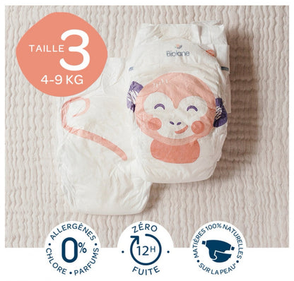 Biolane - Natural Diapers Size 3 | 4-9 kg | 52 Diapers