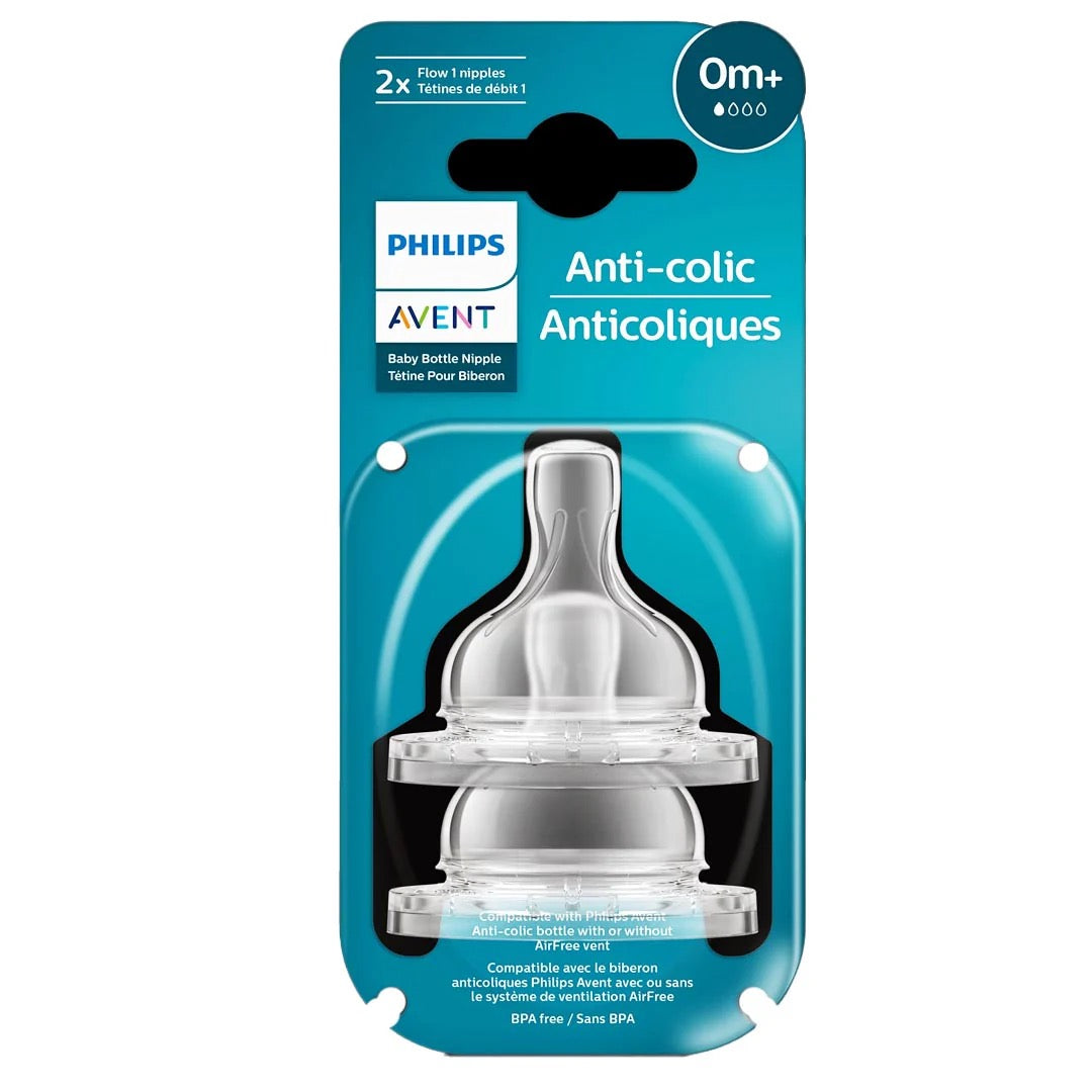 Philips Avent - Anti-Colic Nipple Teats Airflex | 0m+ | Flow 1 | 2 Pack