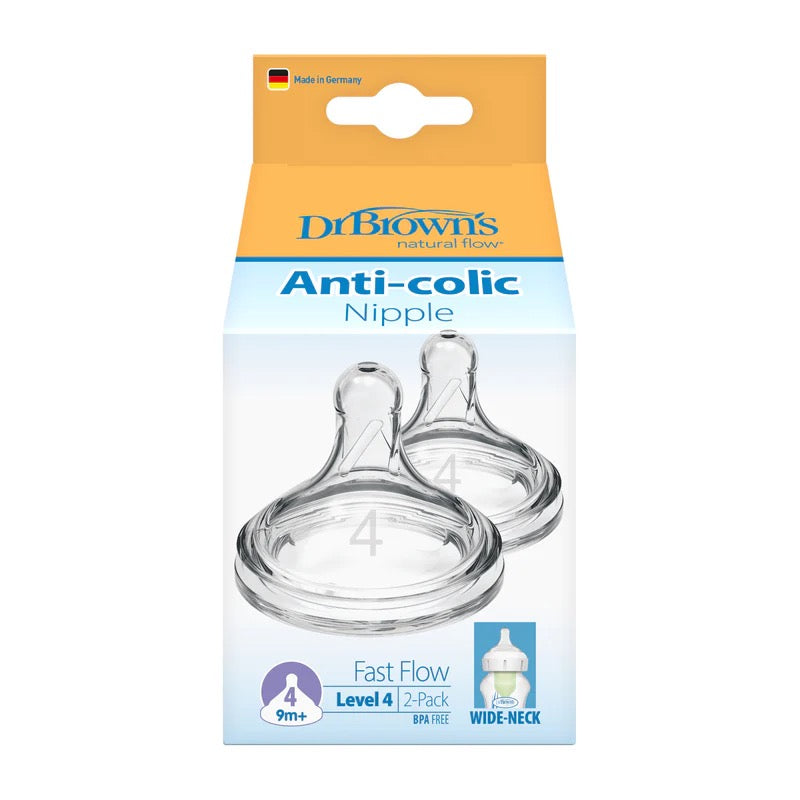 Dr Brown's - Level 4 | Wide Neck Nipple | 9m+ | 2 Pack Dr Brown's - Level 4 | Wide Neck Nipple | 9m+ | 2 Pack