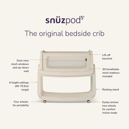 Snuz - SnuzPod5 Bedside Crib | Cashmere