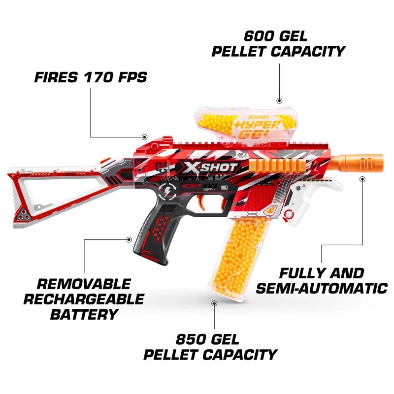 X-Shot - Hyper Gel Trace Fire Medium Blaster | 10,000 Gel Pellets | 14Y+ X-Shot - Hyper Gel Trace Fire Medium Blaster | 10,000 Gel Pellets | 14Y+