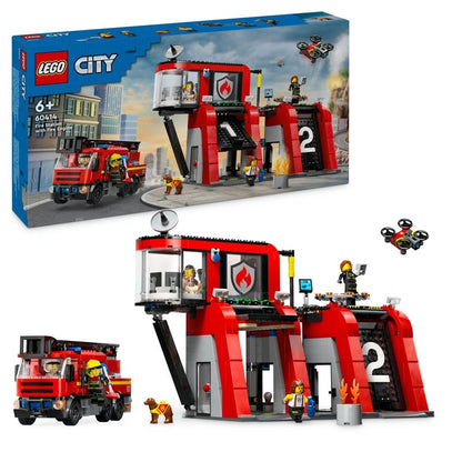 Lego - Fire Station with Fire Truck | 843 Pcs | 6Y+