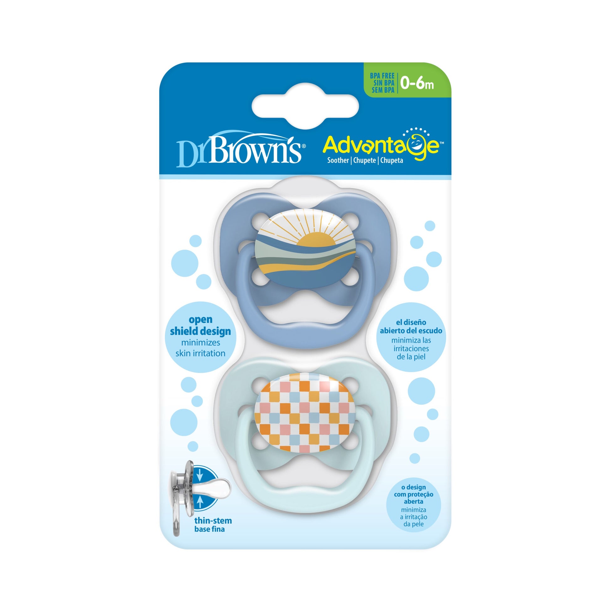 Dr. Brown's - Advantage Pacifier | Stage 1 | 0-6m | Blue | 2-Pack Dr. Brown's - Advantage Pacifier | Stage 1 | 0-6m | Blue | 2-Pack