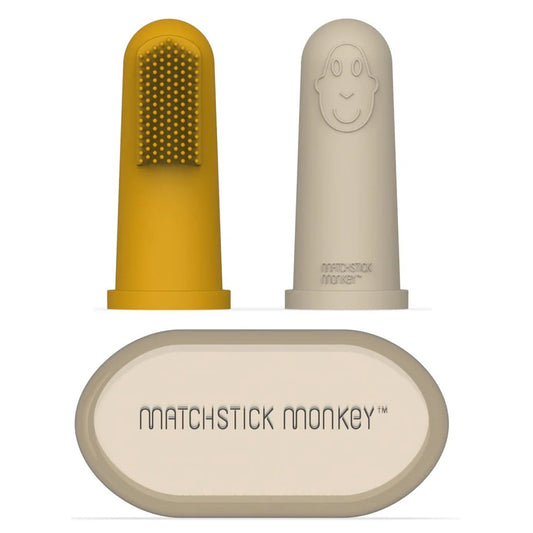Matchstick Monkey - Silicone Finger Toothbrush Set + Case | Lion & Giraffe
