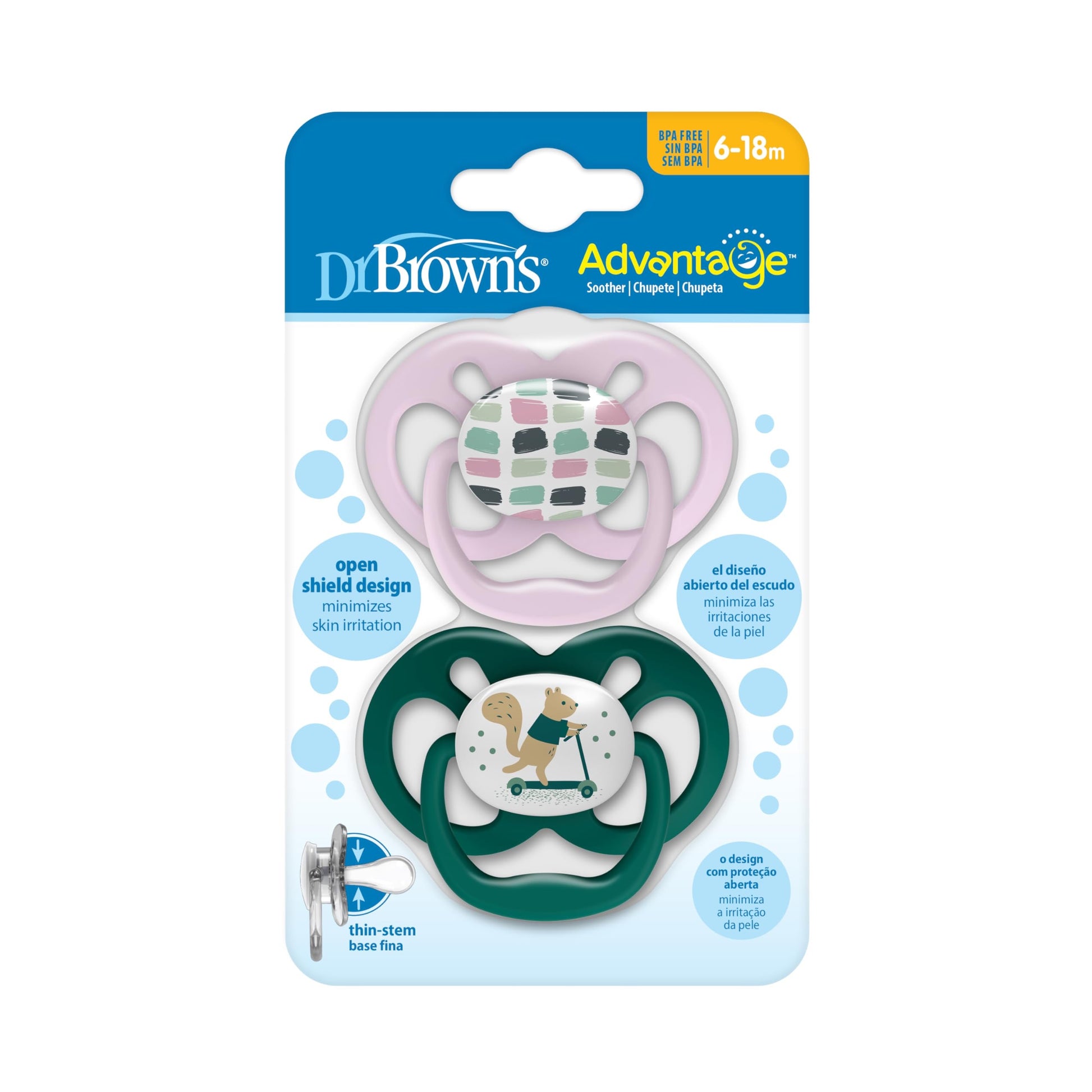 Dr. Brown's - Advantage Pacifier | Stage 2 | 6-18m | Pink | 2-Pack Dr. Brown's - Advantage Pacifier | Stage 2 | 6-18m | Pink | 2-Pack
