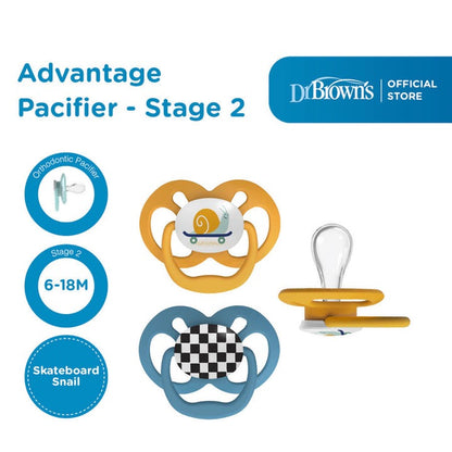 Dr. Brown's - Advantage Pacifier | Stage 2 | 6-18m | Blue | 2-Pack