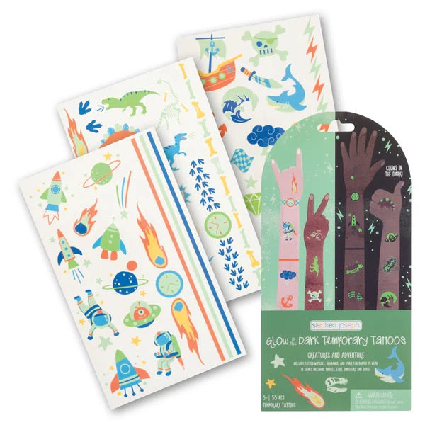 Stephen Joseph - Temporary Tattoos | Glow in the Dark Creatures Stephen Joseph - Temporary Tattoos | Glow in the Dark Creatures