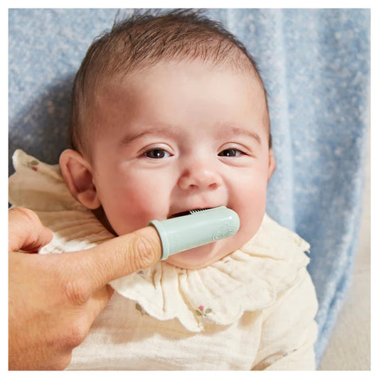 Matchstick Monkey Silicone Finger Toothbrush Set + Case Grey & Mint — BambiniJO Jordan