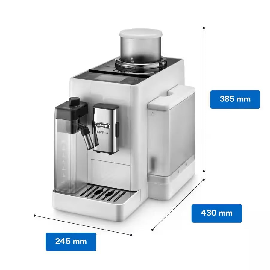 De'Longhi - Rivelia Automatic | Compact Bean to Cup Coffee Machine | Arctic White De'Longhi - Rivelia Automatic | Compact Bean to Cup Coffee Machine | Arctic White