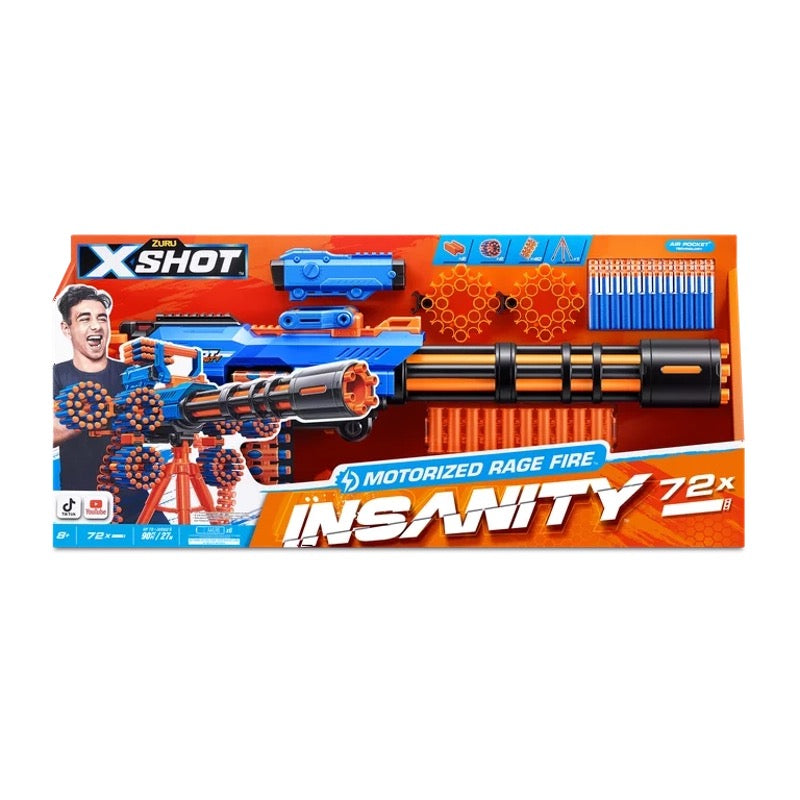 X-Shot - Insanity Motorized Rage Fire Gatling Blaster with Tripod | 8Y+ X-Shot - Insanity Motorized Rage Fire Gatling Blaster with Tripod | 8Y+
