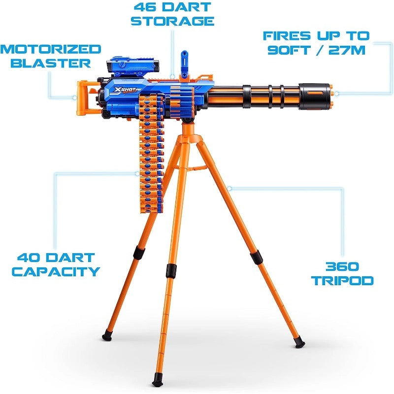 X-Shot - Insanity Motorized Rage Fire Gatling Blaster with Tripod | 8Y+ X-Shot - Insanity Motorized Rage Fire Gatling Blaster with Tripod | 8Y+