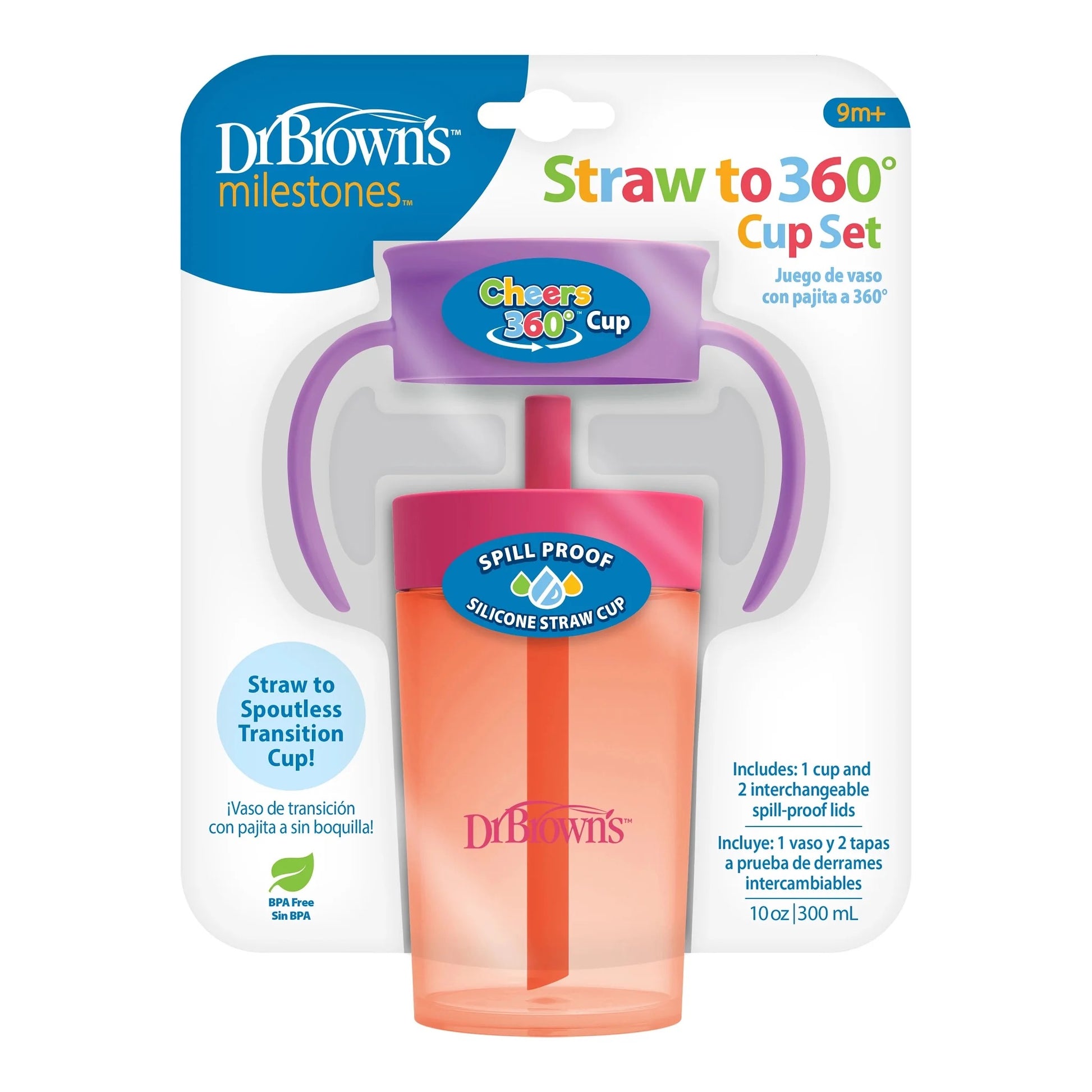 Dr. Brown's - Straw to 360 Cup Set | Pink Coral | 9m+ | 300ml Dr. Brown's - Straw to 360 Cup Set | Pink Coral | 9m+ | 300ml