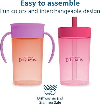 Dr. Brown's - Straw to 360 Cup Set | Pink Coral | 9m+ | 300ml