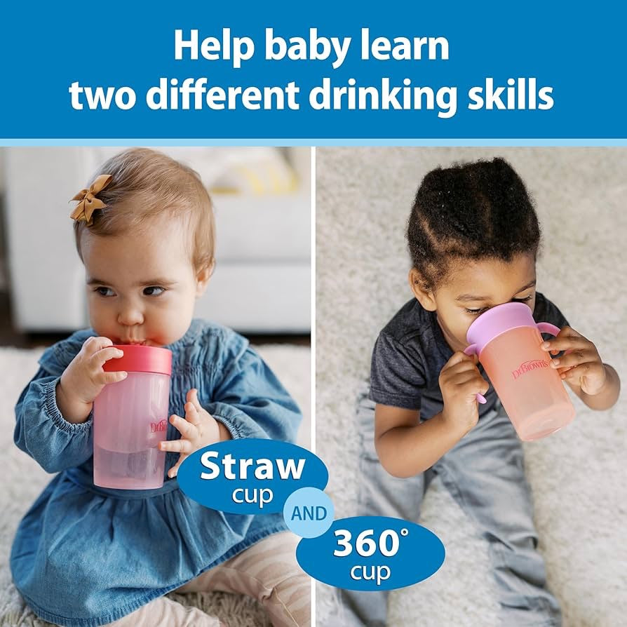 Dr. Brown's - Straw to 360 Cup Set | Pink Coral | 9m+ | 300ml Dr. Brown's - Straw to 360 Cup Set | Pink Coral | 9m+ | 300ml