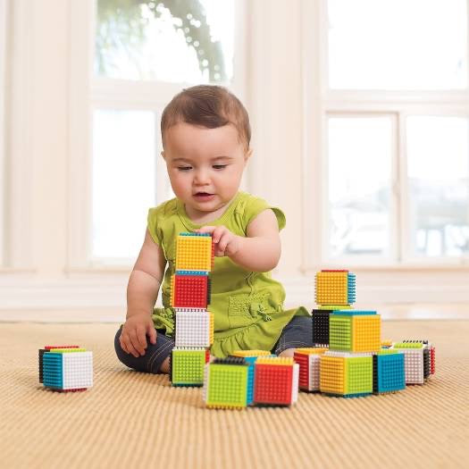 Infantino - Baby Press & Stay Sensory Block Activity | 24 Pcs | 6m+ Infantino - Baby Press & Stay Sensory Block Activity | 24 Pcs | 6m+
