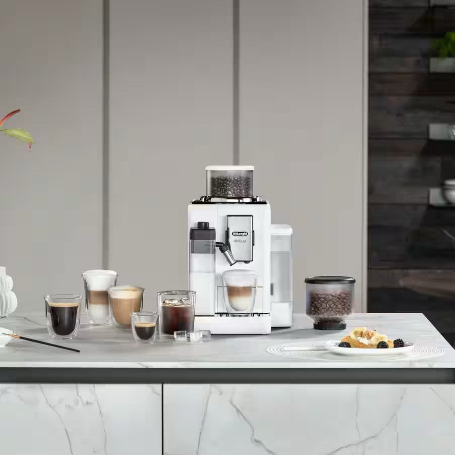 De'Longhi - Rivelia Automatic | Compact Bean to Cup Coffee Machine | Arctic White De'Longhi - Rivelia Automatic | Compact Bean to Cup Coffee Machine | Arctic White