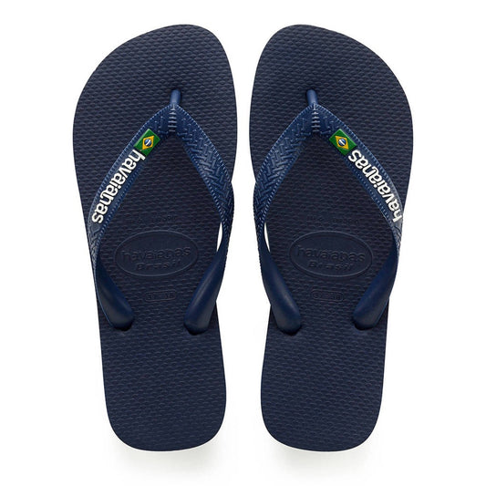 Havaianas - Kids Brasil Logo  Flip Flops | Navy