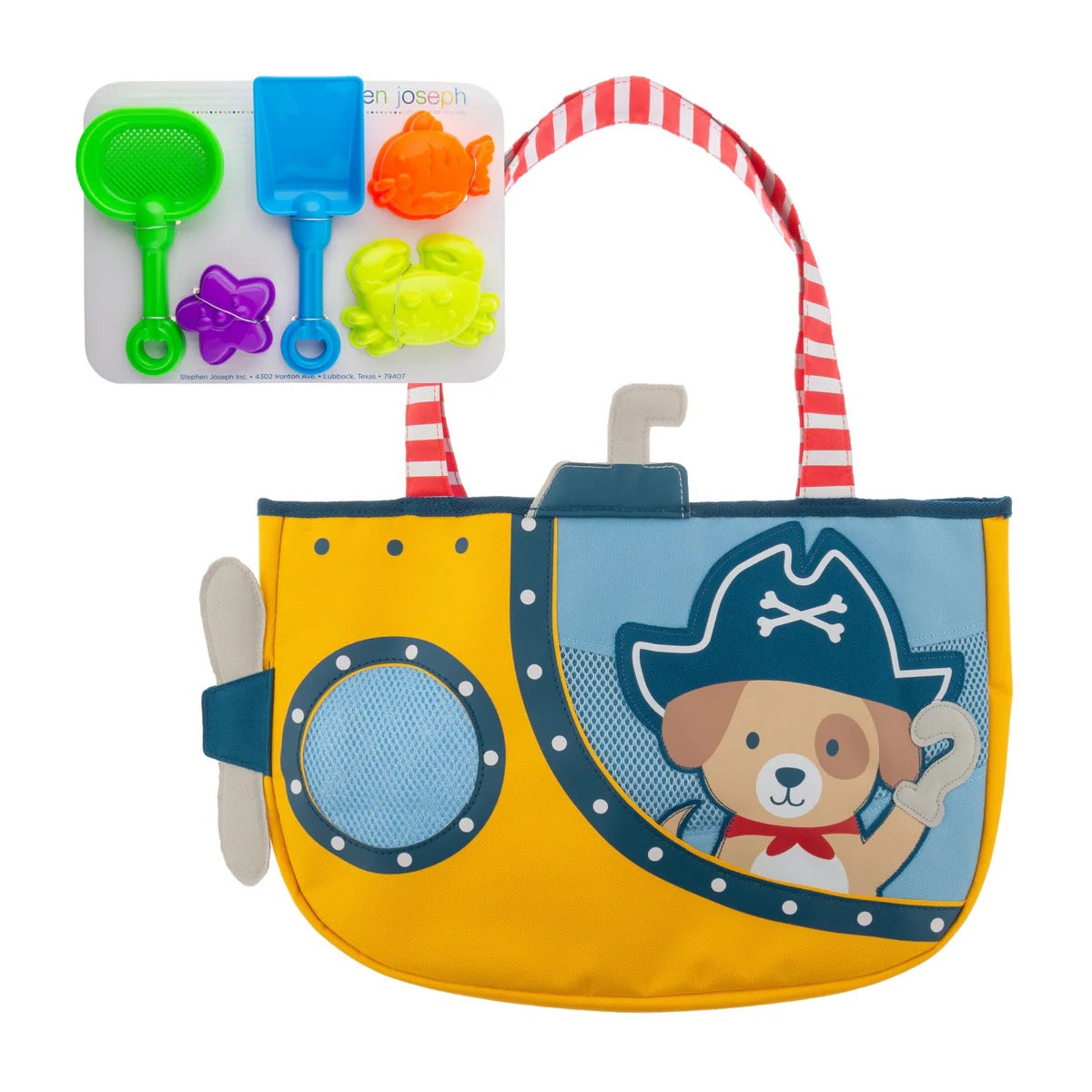 Stephen Joseph - Beach Totes with Sand Toy Play Set - Pirate Dog