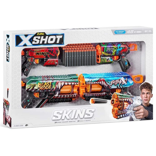 X-Shot - Skins Mix Combo 2 Pack Griefer and 2 Pack Flux | 8Y+