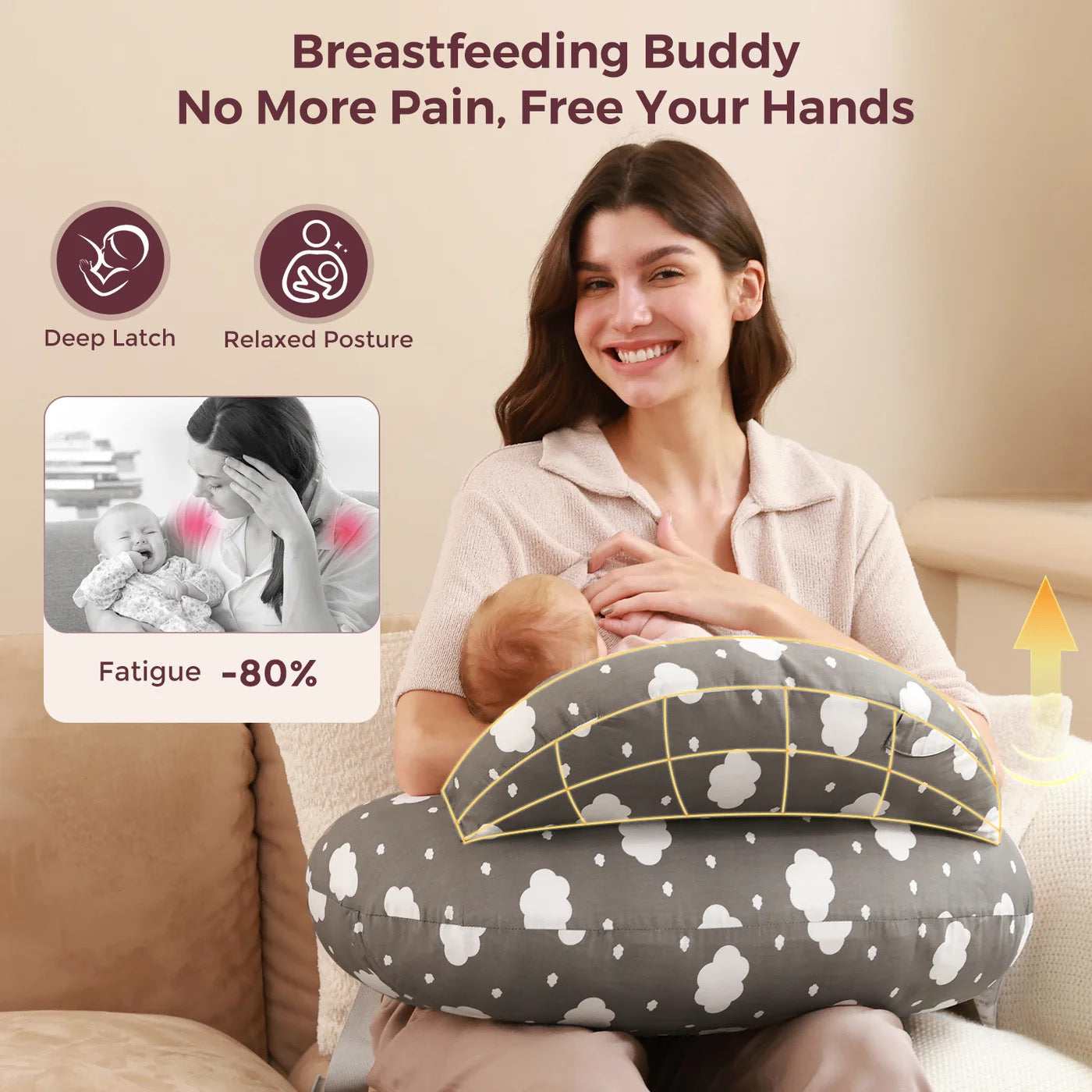 Momcozy - Adjustable Nursing Pillow | Grey Momcozy - Adjustable Nursing Pillow | Grey