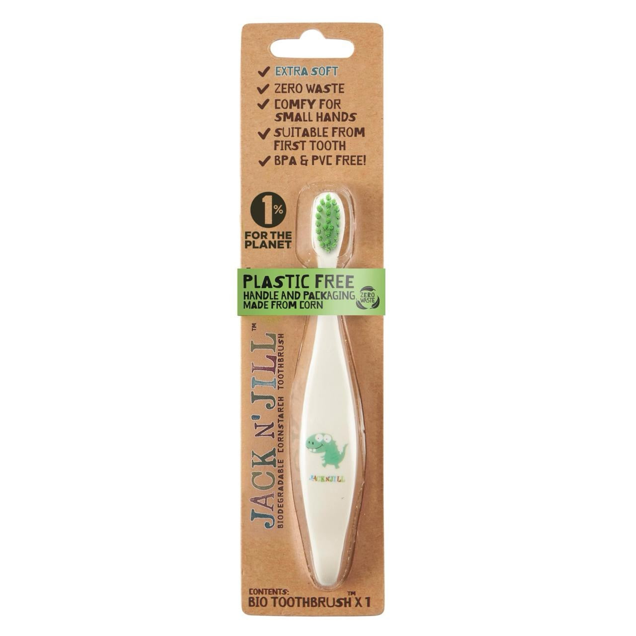 Jack N' Jill - Natural Biodegradable Toothbrush | Dino | Stage 1 Jack N' Jill - Natural Biodegradable Toothbrush | Dino | Stage 1