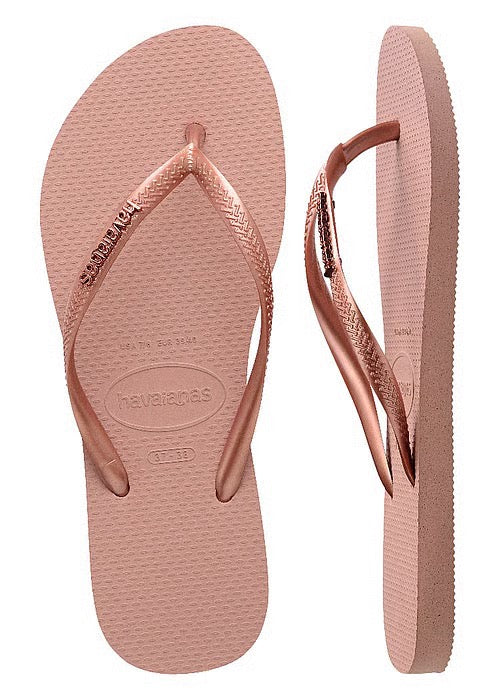 Havaianas - Slim Logo Flip Flops Metallic Rose — BambiniJO Jordan