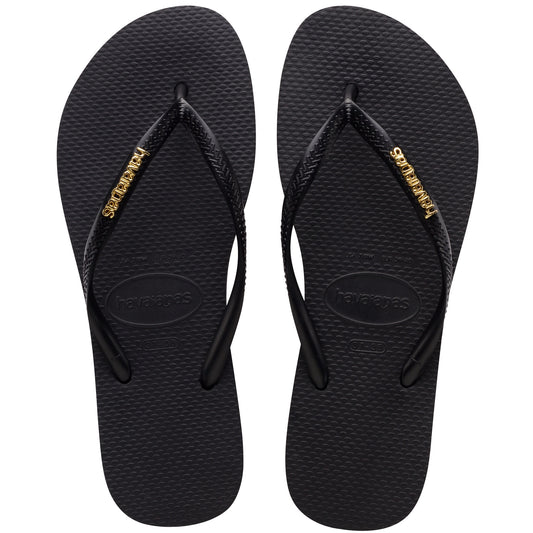 Havaianas - Slim Logo Flip Flops | Black Golden