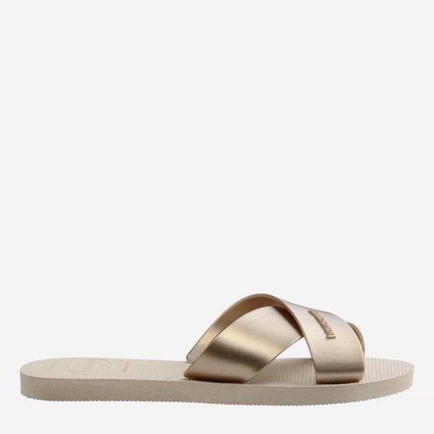 Havaianas - Slim Glitter Aqua Flip Flops | Metal Beige Havaianas - Slim Glitter Aqua Flip Flops | Metal Beige