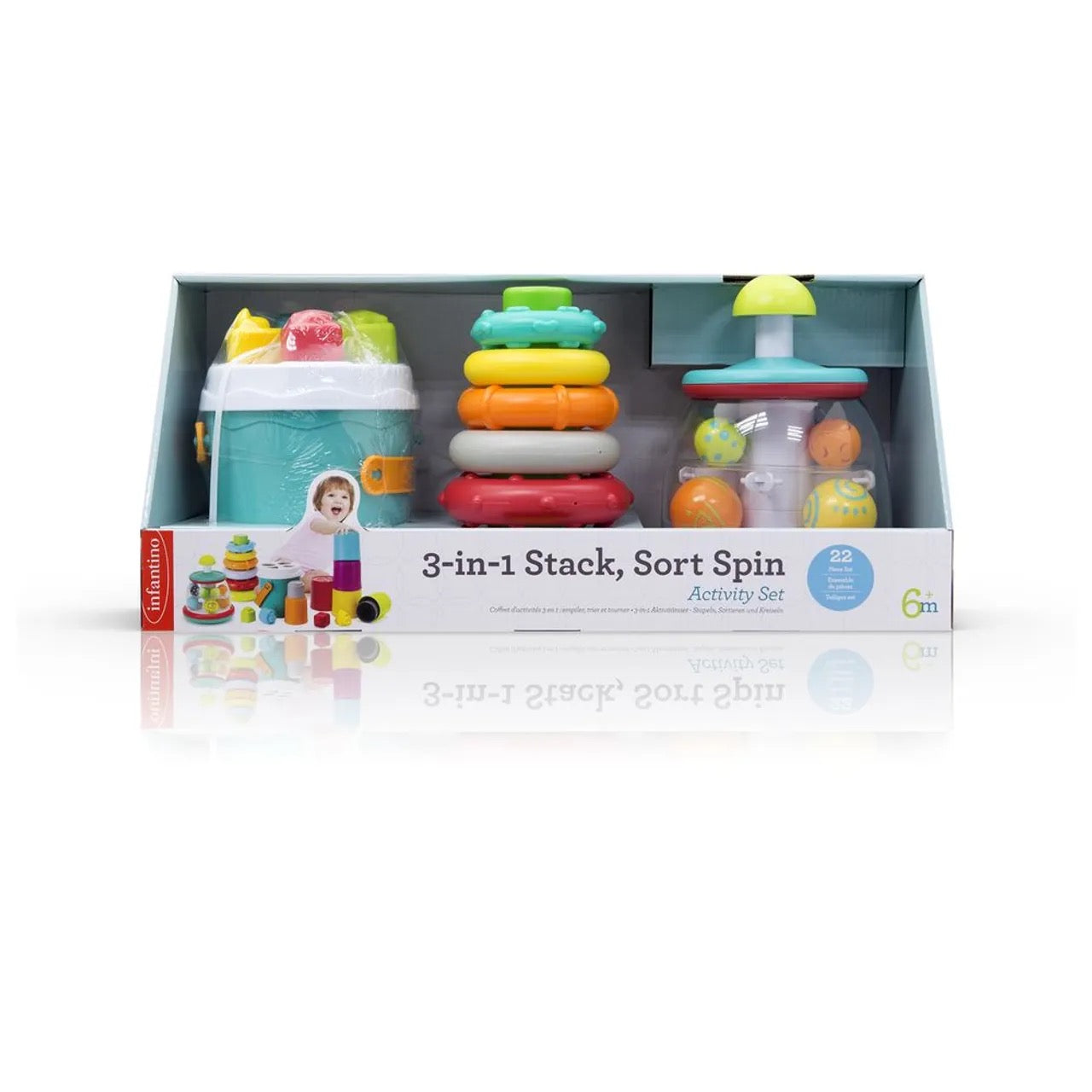 Infantino - 3-in-1 Stack, Sort Spin Activity Set | 6m+ Infantino - 3-in-1 Stack, Sort Spin Activity Set | 6m+