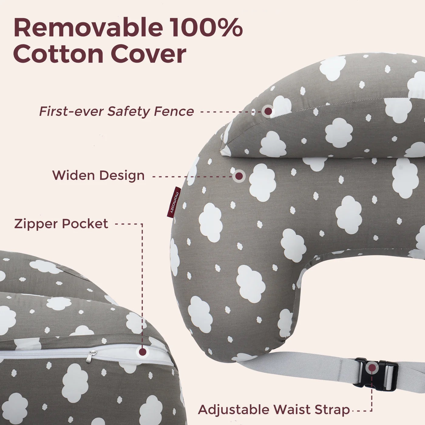 Momcozy - Adjustable Nursing Pillow | Grey Momcozy - Adjustable Nursing Pillow | Grey