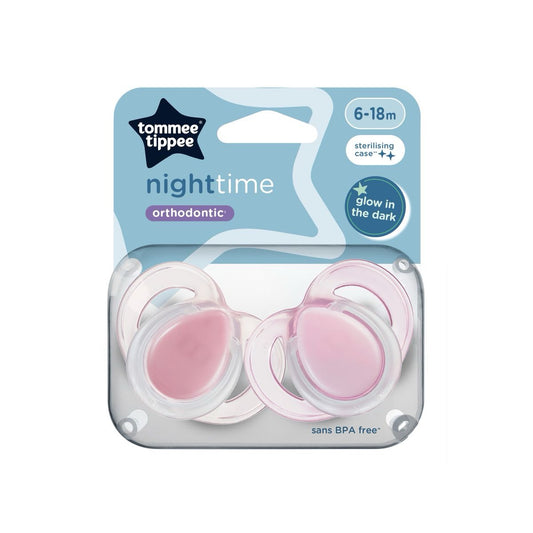 Tommee Tippee Night Time Soother | 2 Soothers Pink 18 - 36 Months