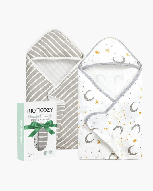 Momcozy - Baby Hooded Bath Towel | 2-Pack, Black