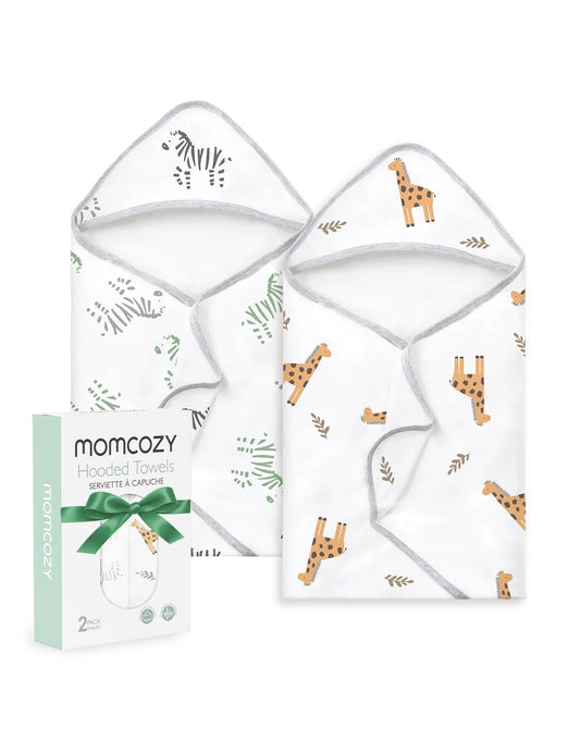 Momcozy - Baby Hooded Bath Towel | 2-Pack, White