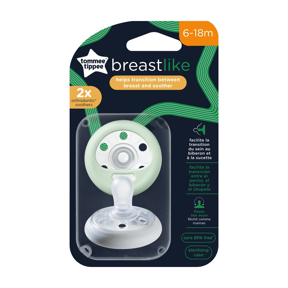 Tommee Tippee - Breastlike Night Soother | 6-18M | Glow in the Dark | 2 Pack Tommee Tippee - Breastlike Night Soother | 6-18M | Glow in the Dark | 2 Pack