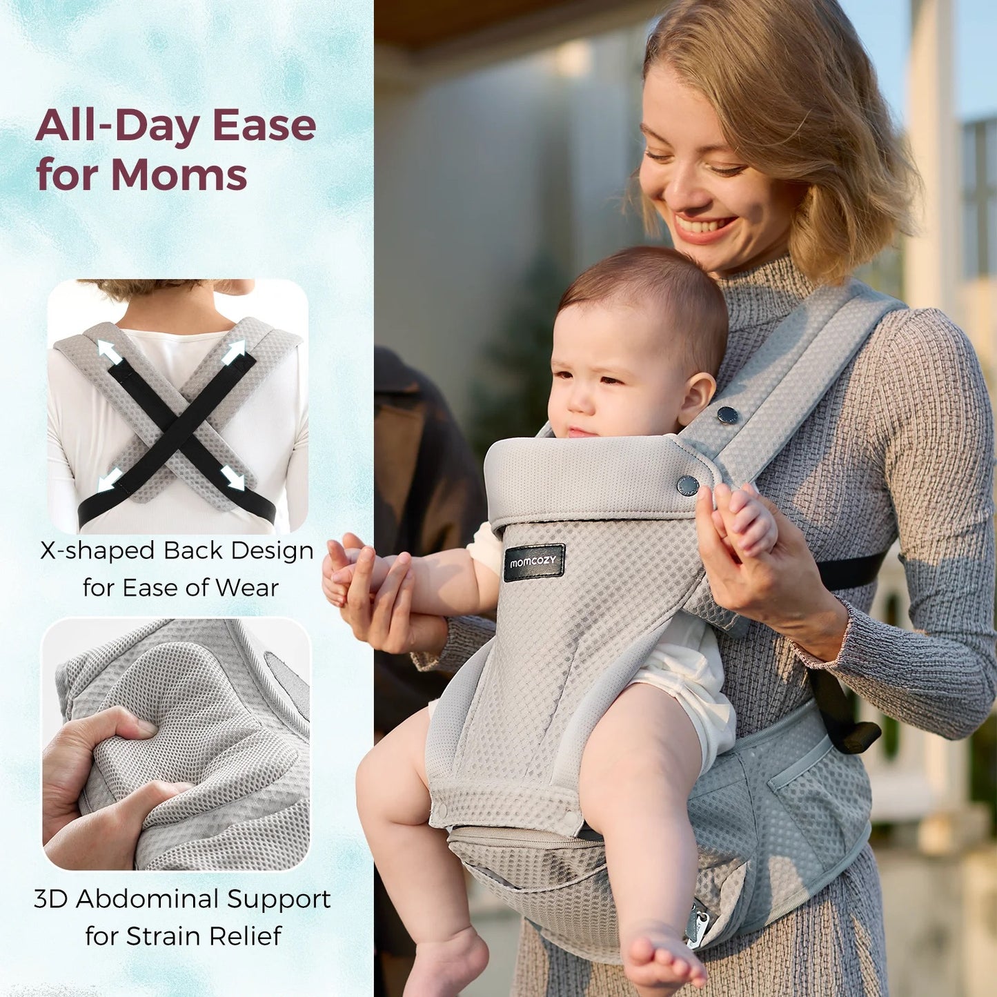 Momcozy - 2-in-1 AIR Hip Seat Carrier | Air Mesh