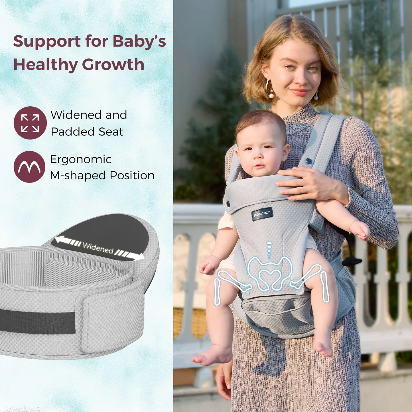 Momcozy - 2-in-1 AIR Hip Seat Carrier | Air Mesh