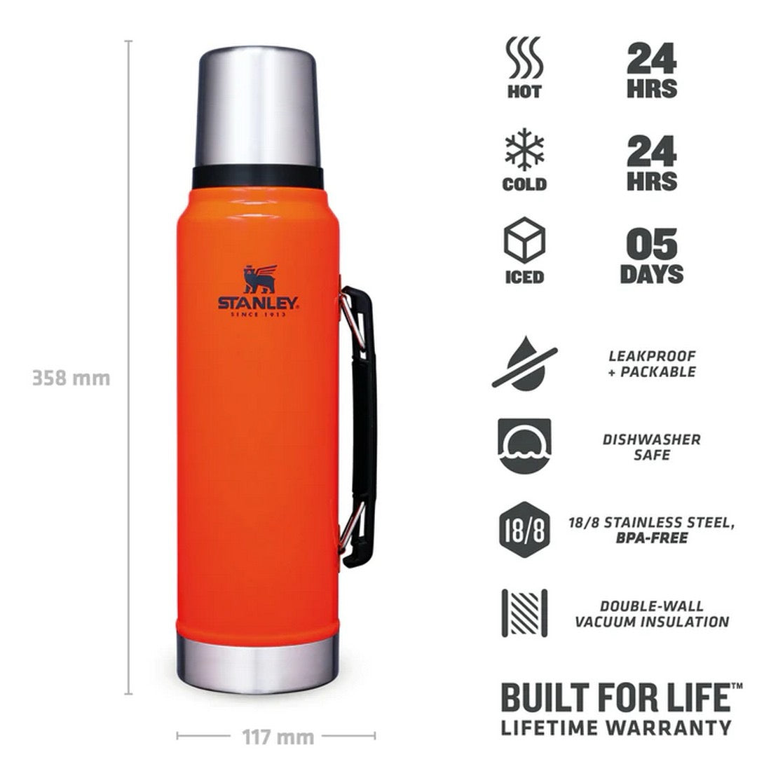 Stanley - The Legendary Classic Bottle | Blaze Orange | 1L Stanley - The Legendary Classic Bottle | Blaze Orange | 1L