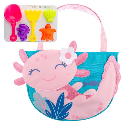 Stephen Joseph - Beach Totes with Sand Toy Play Set - Axolotl