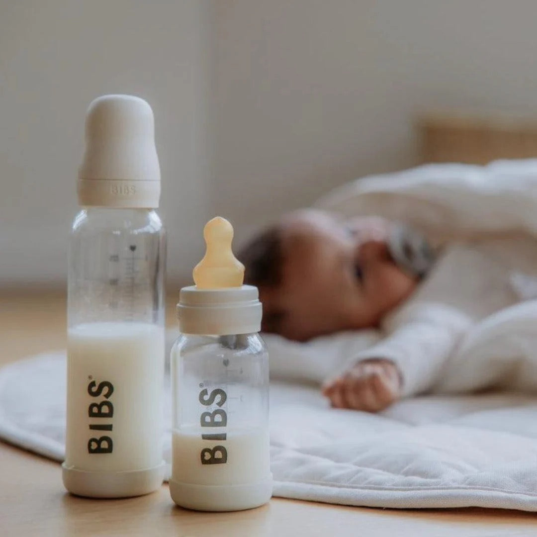 BIBS - Baby Glass Anti-Colic Bottle | 110ml | Ivory BIBS - Baby Glass Anti-Colic Bottle | 110ml | Ivory