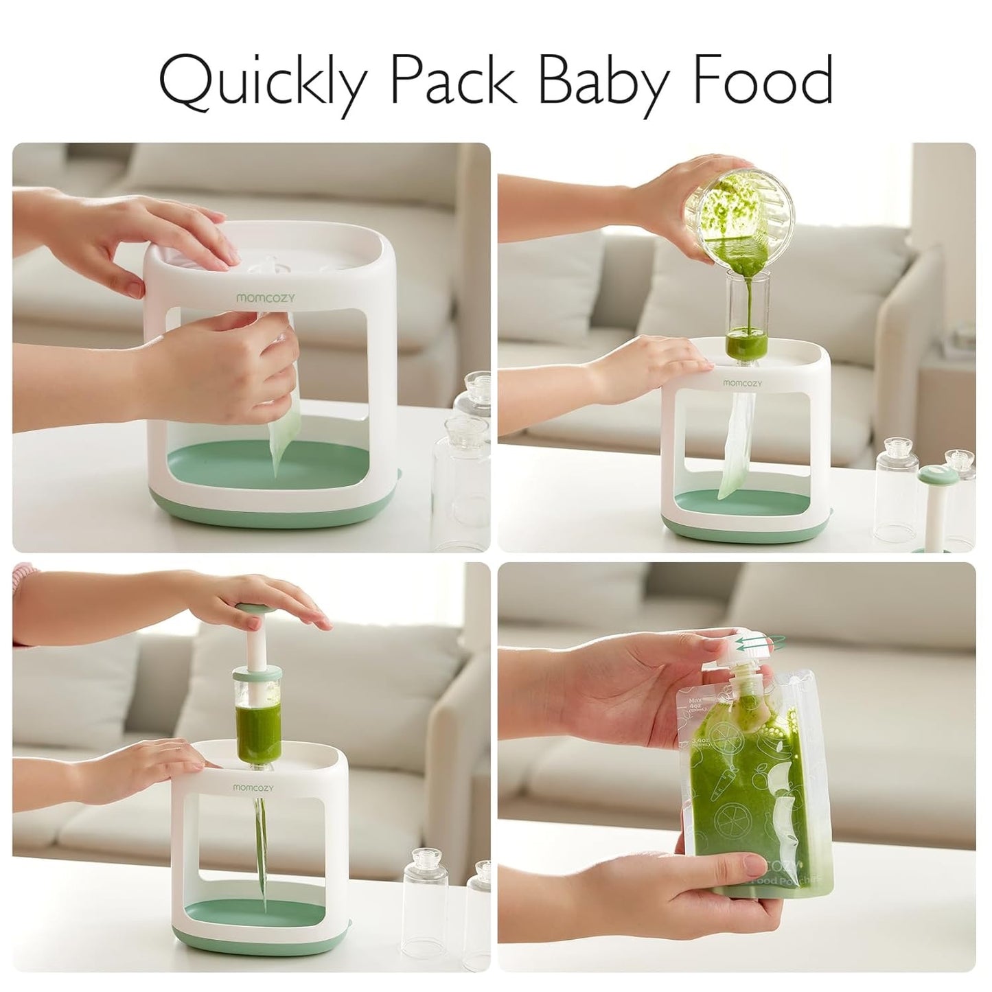 Momcozy - Squeeze Station Baby Food Maker + 5 Reusable Pouches