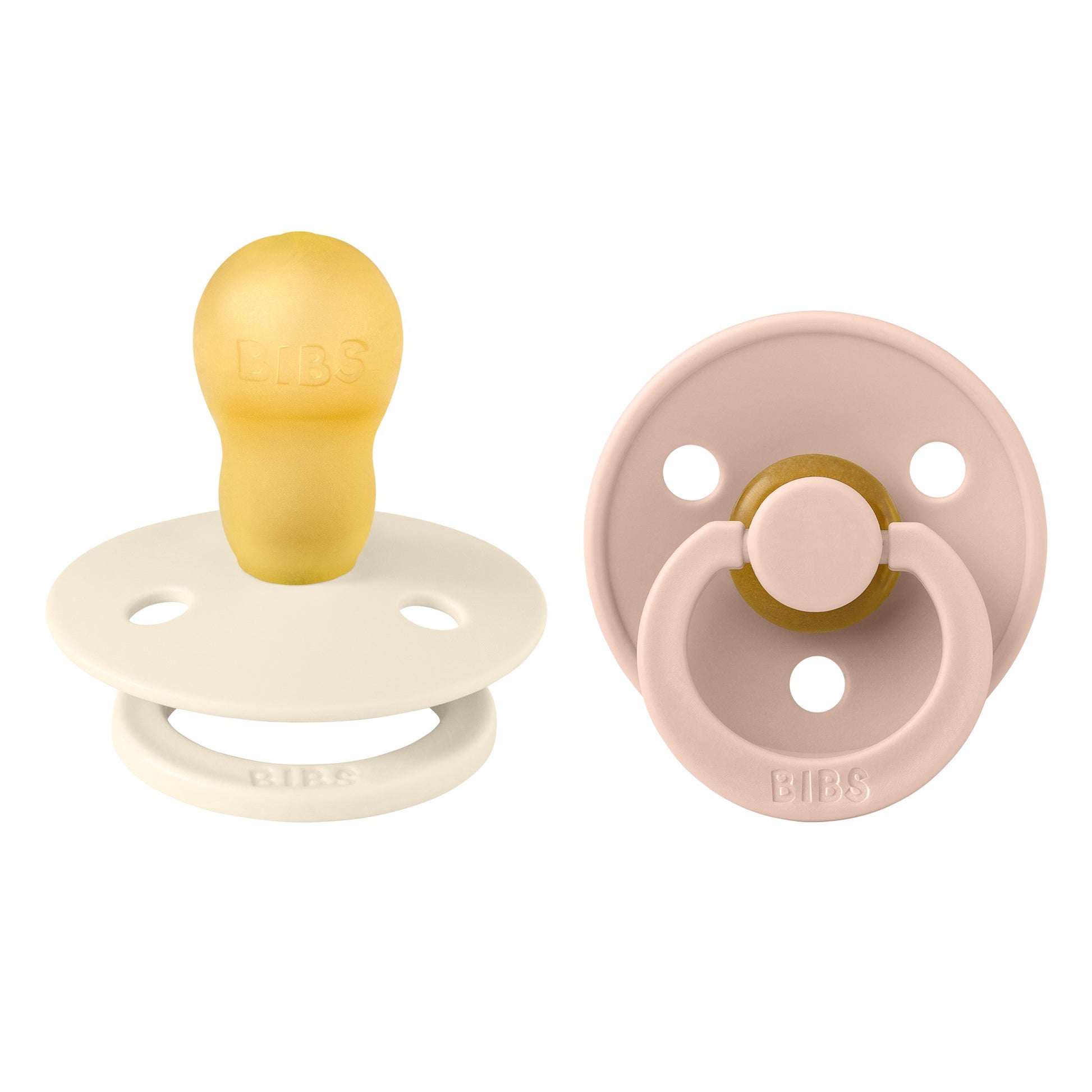 BIBS - Natural Latex Pacifier | Size 3 | 2 Pack | Ivory - Blush